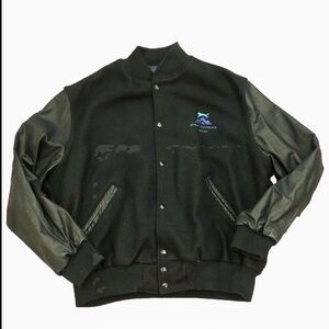 Vintage Original Holloway Varsity Jacket Black Wool Leather 2XL XXL